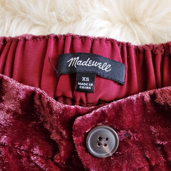 Madewell Red Velvet Tapered Pleat Pull-On Pants XS - Picture 10 of 15